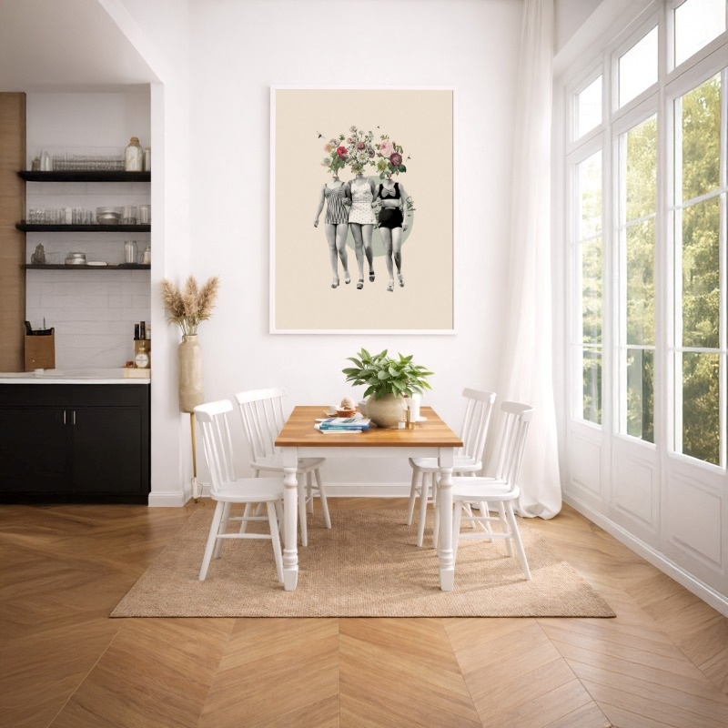 Quadro Canvas Mulheres Unidas Vintage Floridas