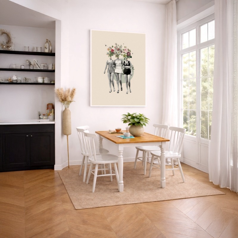 Quadro Canvas Mulheres Unidas Vintage Floridas