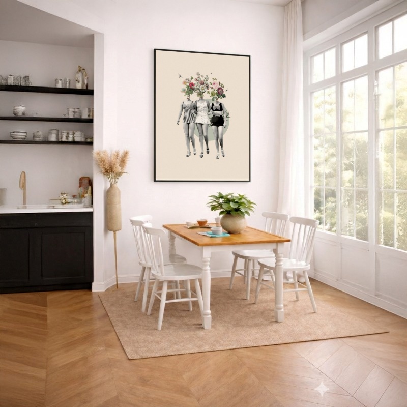 Quadro Canvas Mulheres Unidas Vintage Floridas