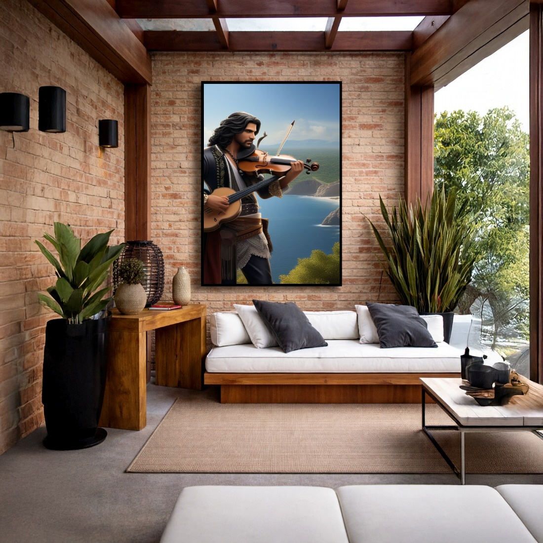 Quadro Canvas Músico Cigano Desenho Violino