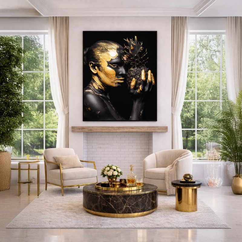 Quadro Canvas Pintura Corporal Gold