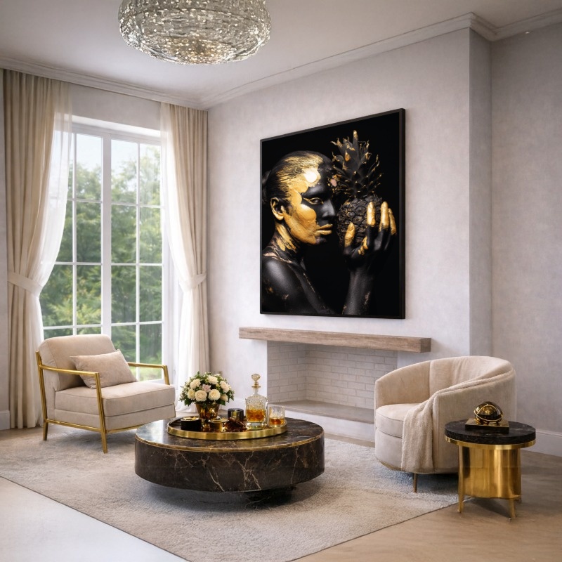 Quadro Canvas Pintura Corporal Gold