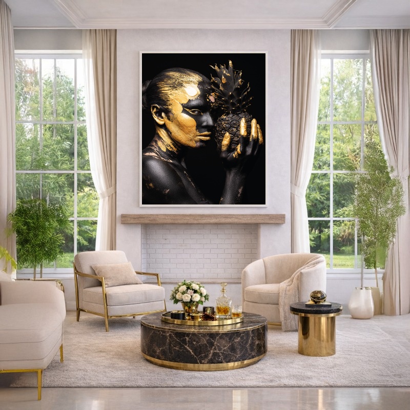 Quadro Canvas Pintura Corporal Gold