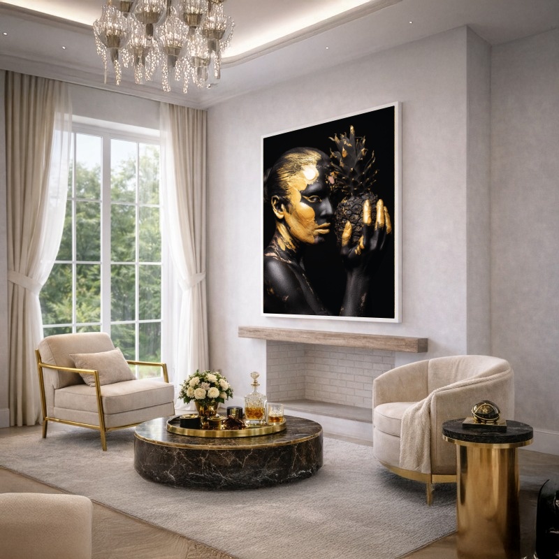 Quadro Canvas Pintura Corporal Gold