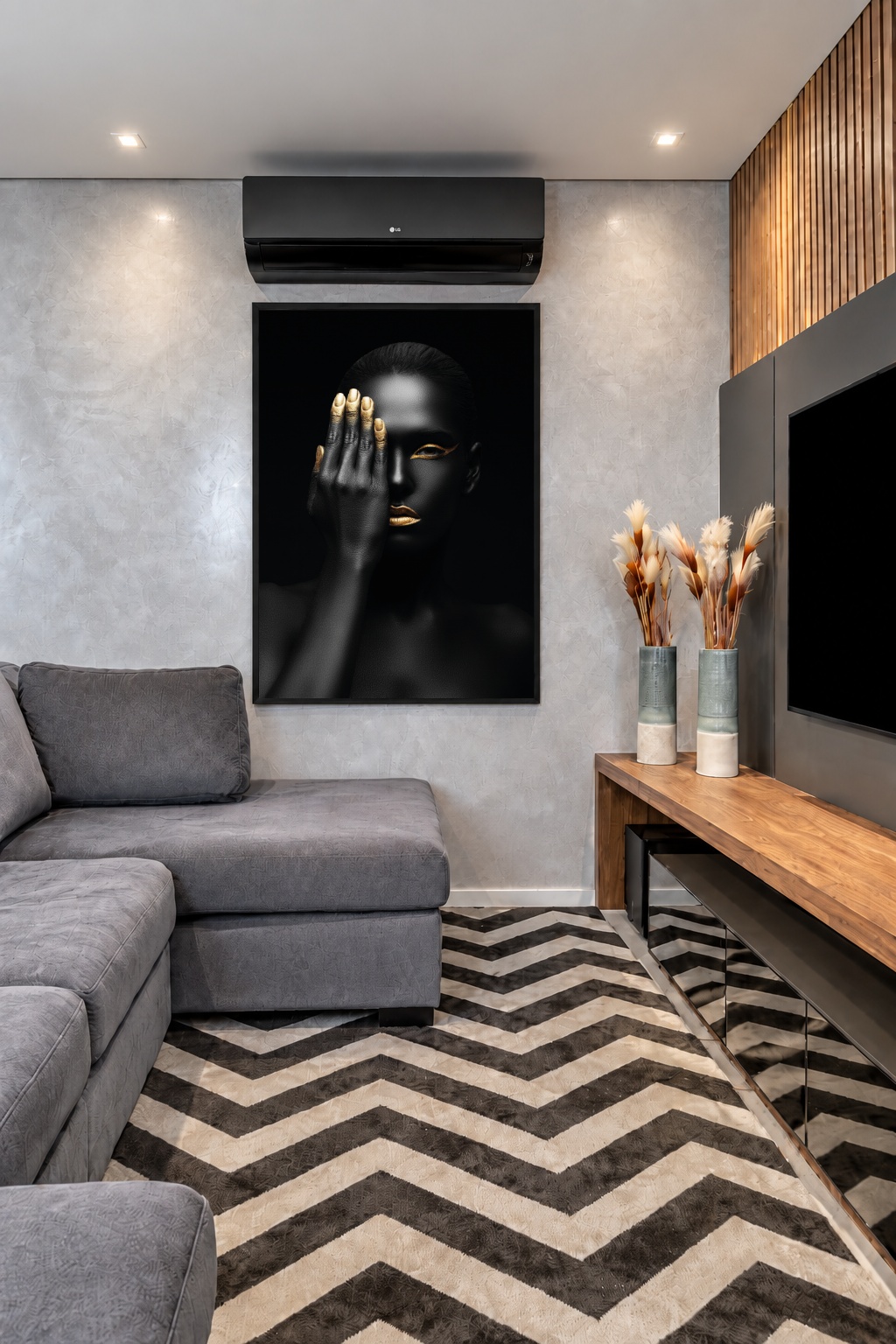 Quadro Canvas Pose Dourado Preto Feminino