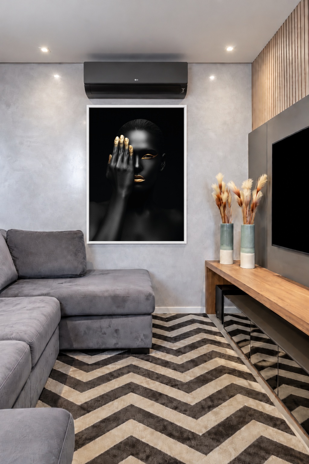 Quadro Canvas Pose Dourado Preto Feminino