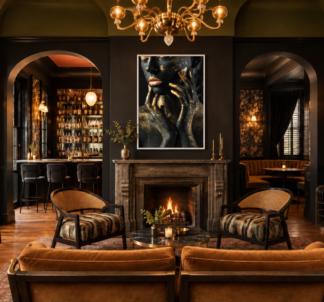 Quadro Canvas Preto Dourado Riqueza Brilho