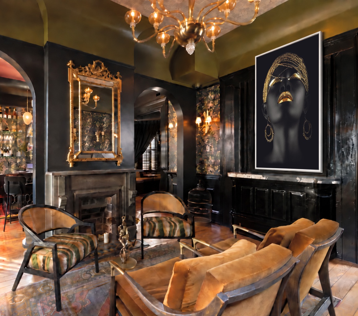 Quadro Canvas Preto Gold Mulher Glamour
