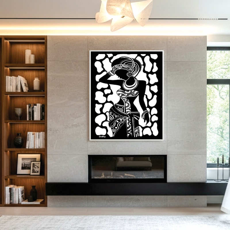 Quadro Canvas Preto e Branco Afro