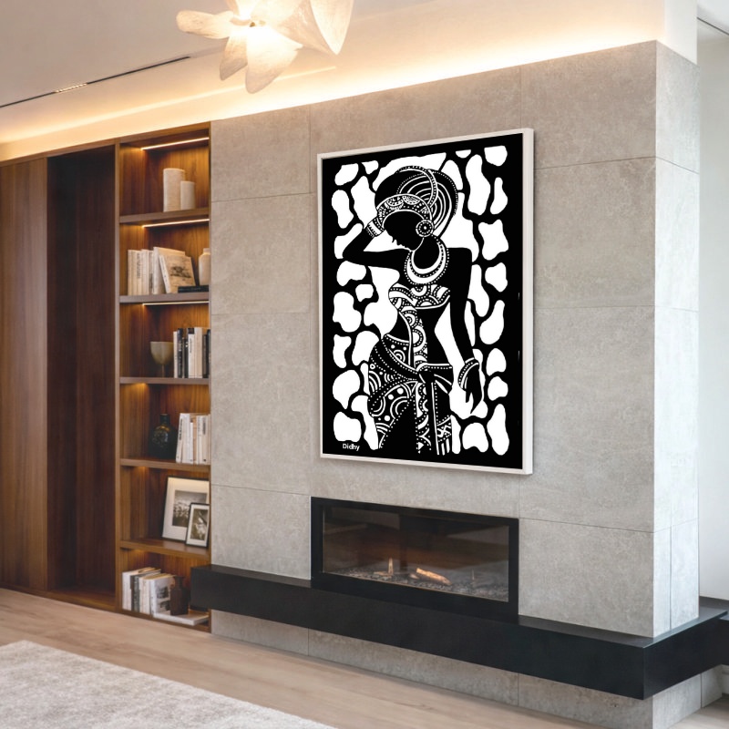 Quadro Canvas Preto e Branco Afro