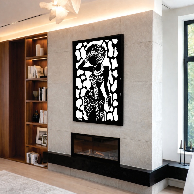 Quadro Canvas Preto e Branco Afro