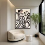 Quadro Canvas Preto e Branco Geométrico Listras