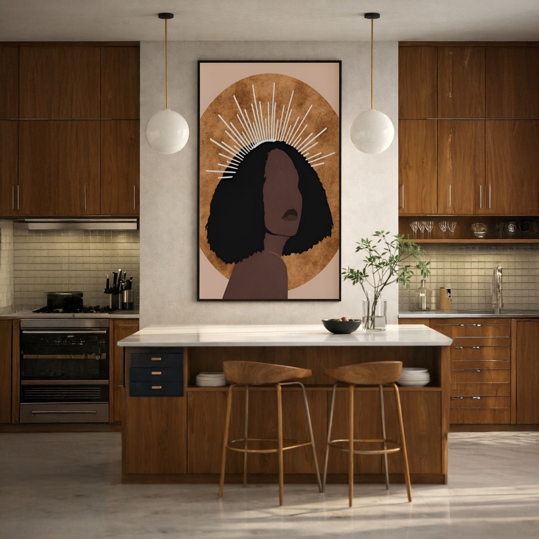 Quadro Canvas Rainha Afro Mulher Preta Desenho