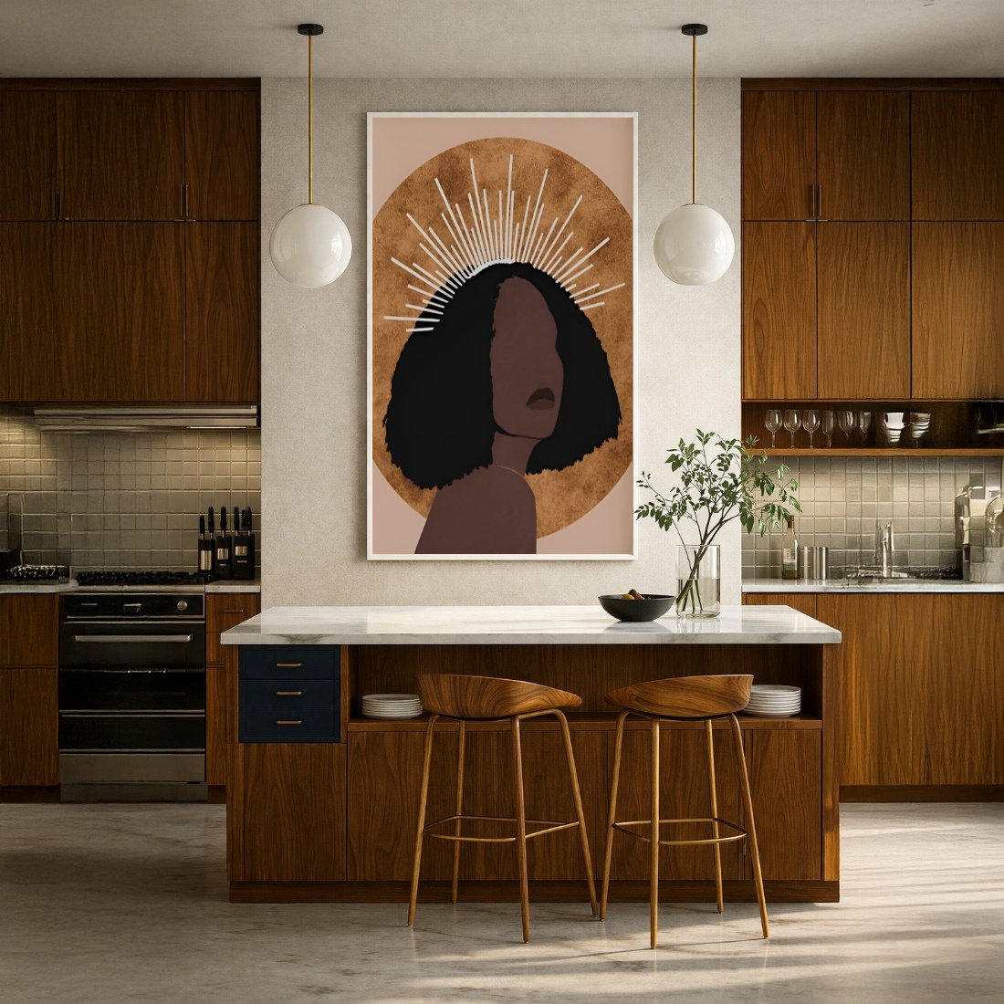 Quadro Canvas Rainha Afro Mulher Preta Desenho