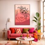Quadro Canvas Rosa Desenho Face Flores