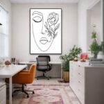 Quadro Canvas Rosto Desenho Flor Mulher
