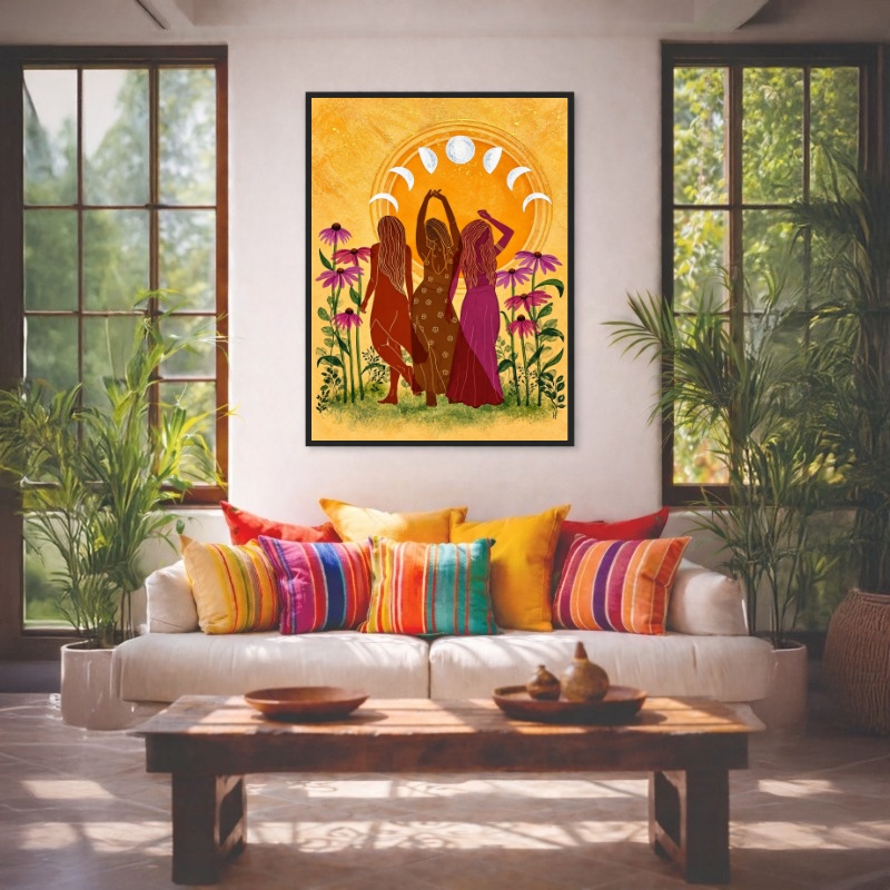 Quadro Canvas Sagrado Místico Feminino Lua