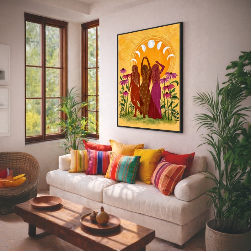 Quadro Canvas Sagrado Místico Feminino Lua