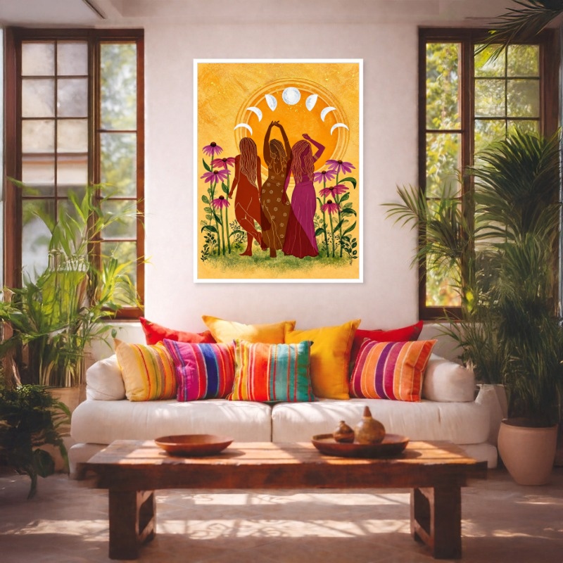 Quadro Canvas Sagrado Místico Feminino Lua
