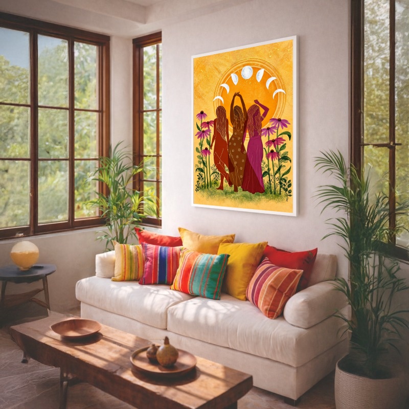 Quadro Canvas Sagrado Místico Feminino Lua
