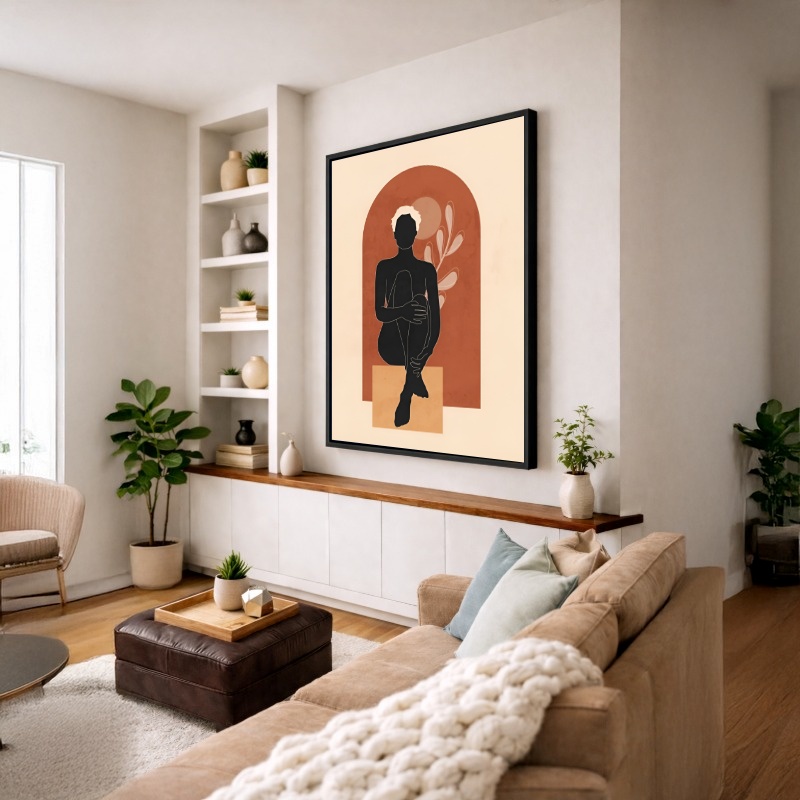 Quadro Canvas Terroso Feminino Geométrico