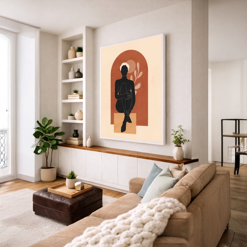 Quadro Canvas Terroso Feminino Geométrico