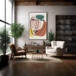 Quadro Canvas Traços Rosto Tons Pastéis
