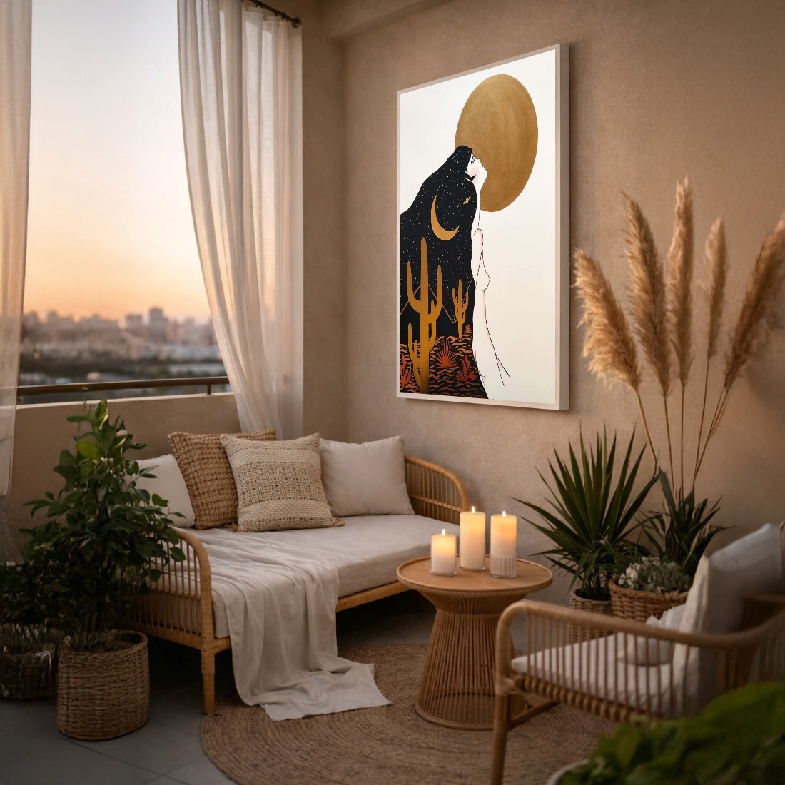 Quadro Canvas Universo Mulher Luar Místico