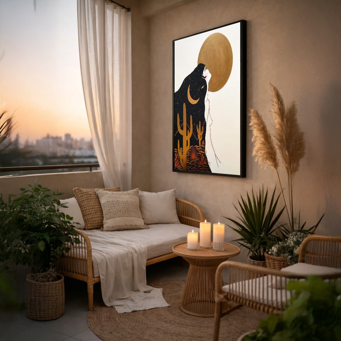 Quadro Canvas Universo Mulher Luar Místico