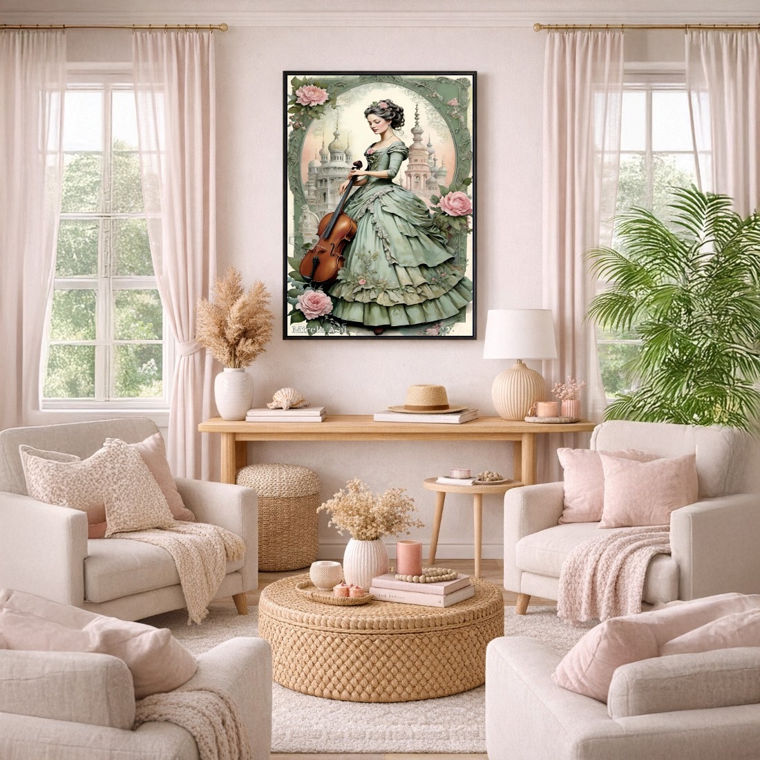 Quadro Canvas Violinista Antigo Rococó Romântico