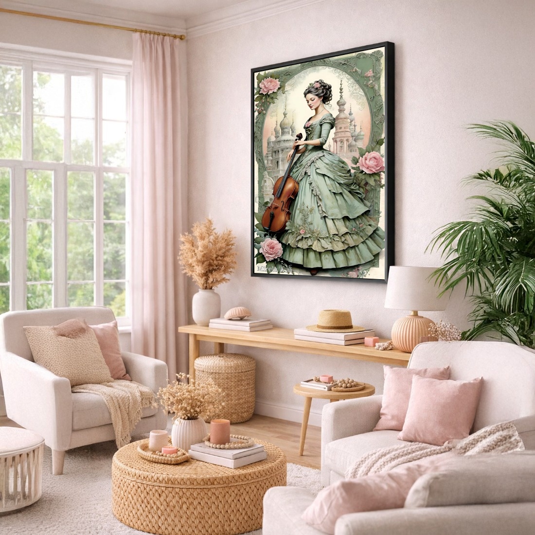Quadro Canvas Violinista Antigo Rococó Romântico