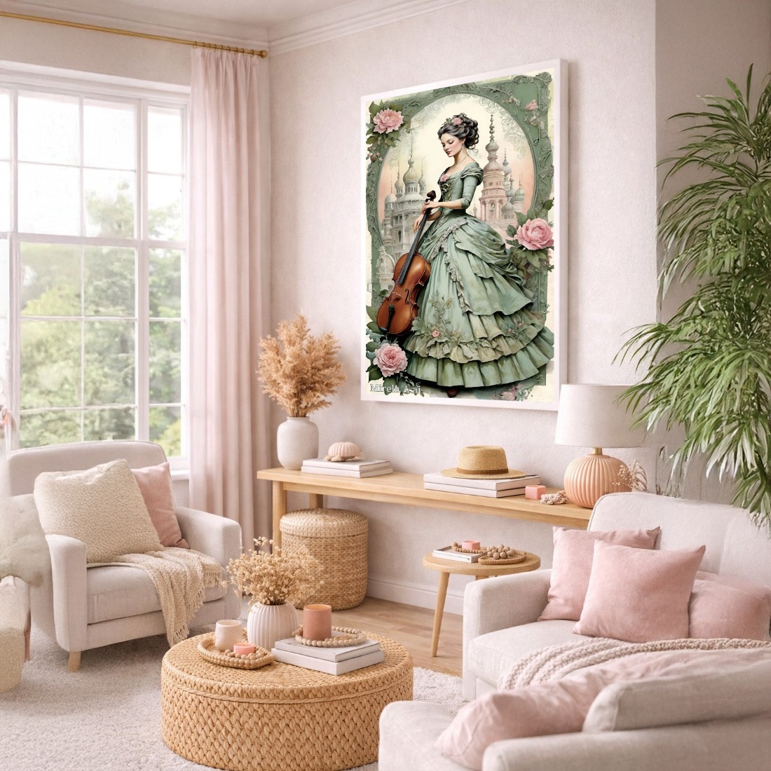 Quadro Canvas Violinista Antigo Rococó Romântico