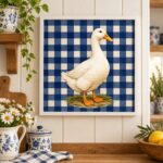 Quadro Country Pato Xadrez - 33x33 Cm