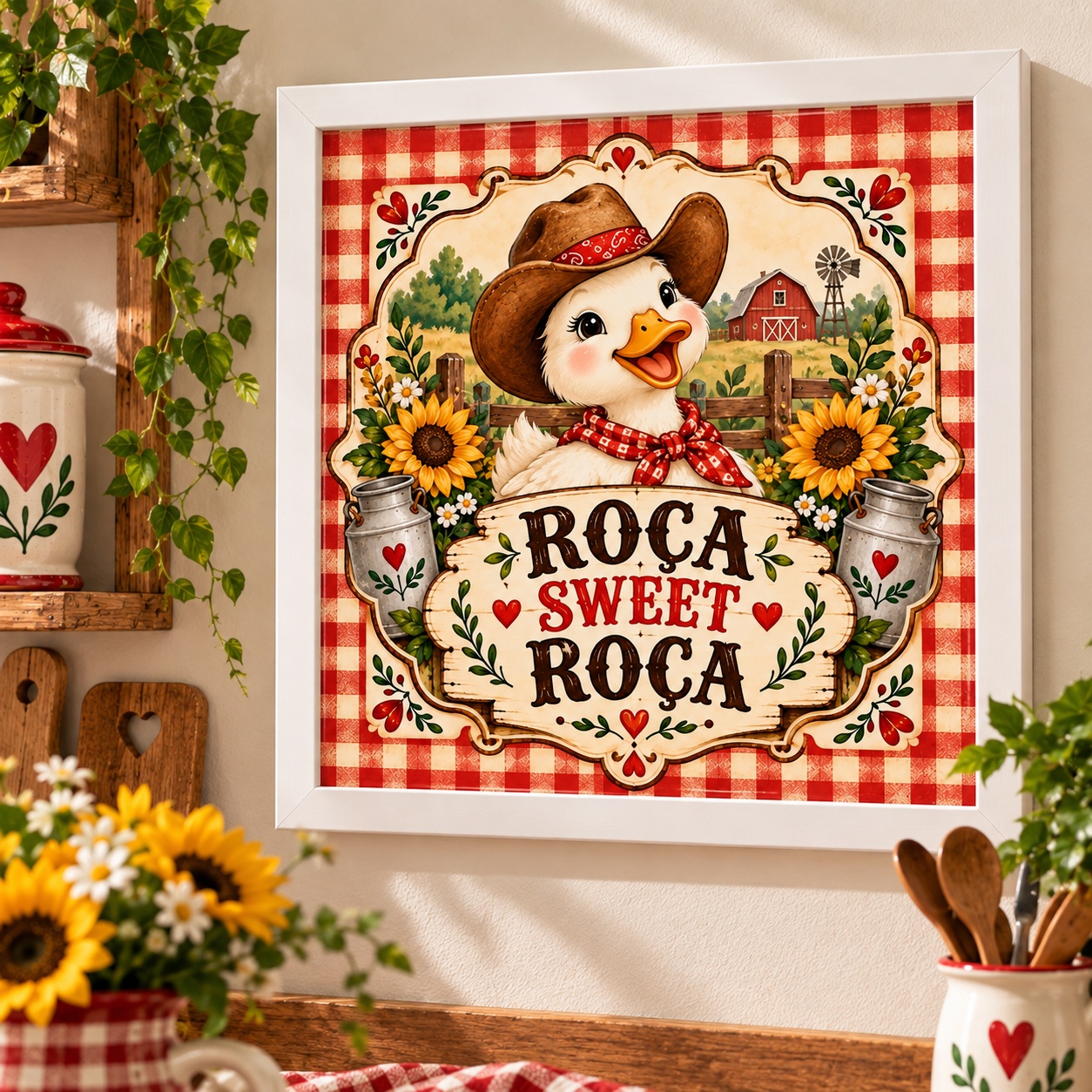 Quadro Country Roça Sweet Roça - 33x33 Cm