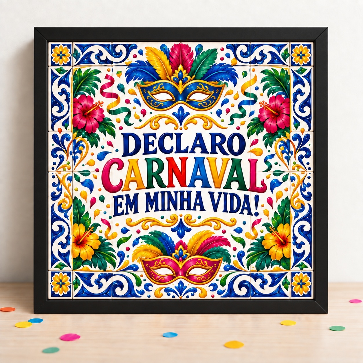 Quadro Declaro Carnaval Em Minha Vida - 33x33 Cm