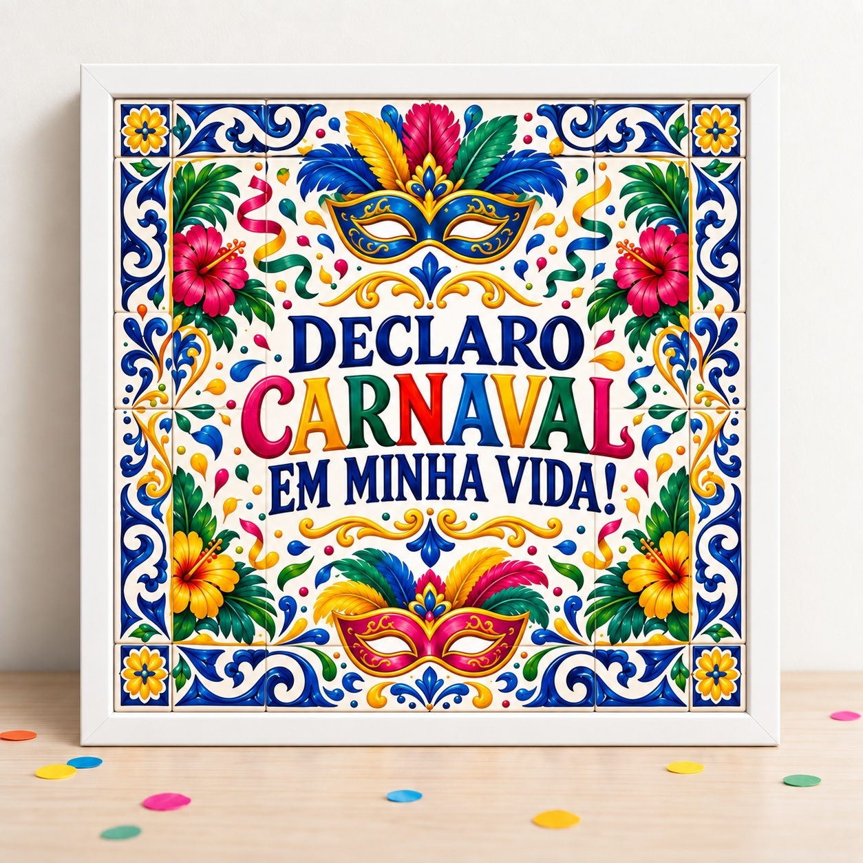 Quadro Declaro Carnaval Em Minha Vida - 33x33 Cm