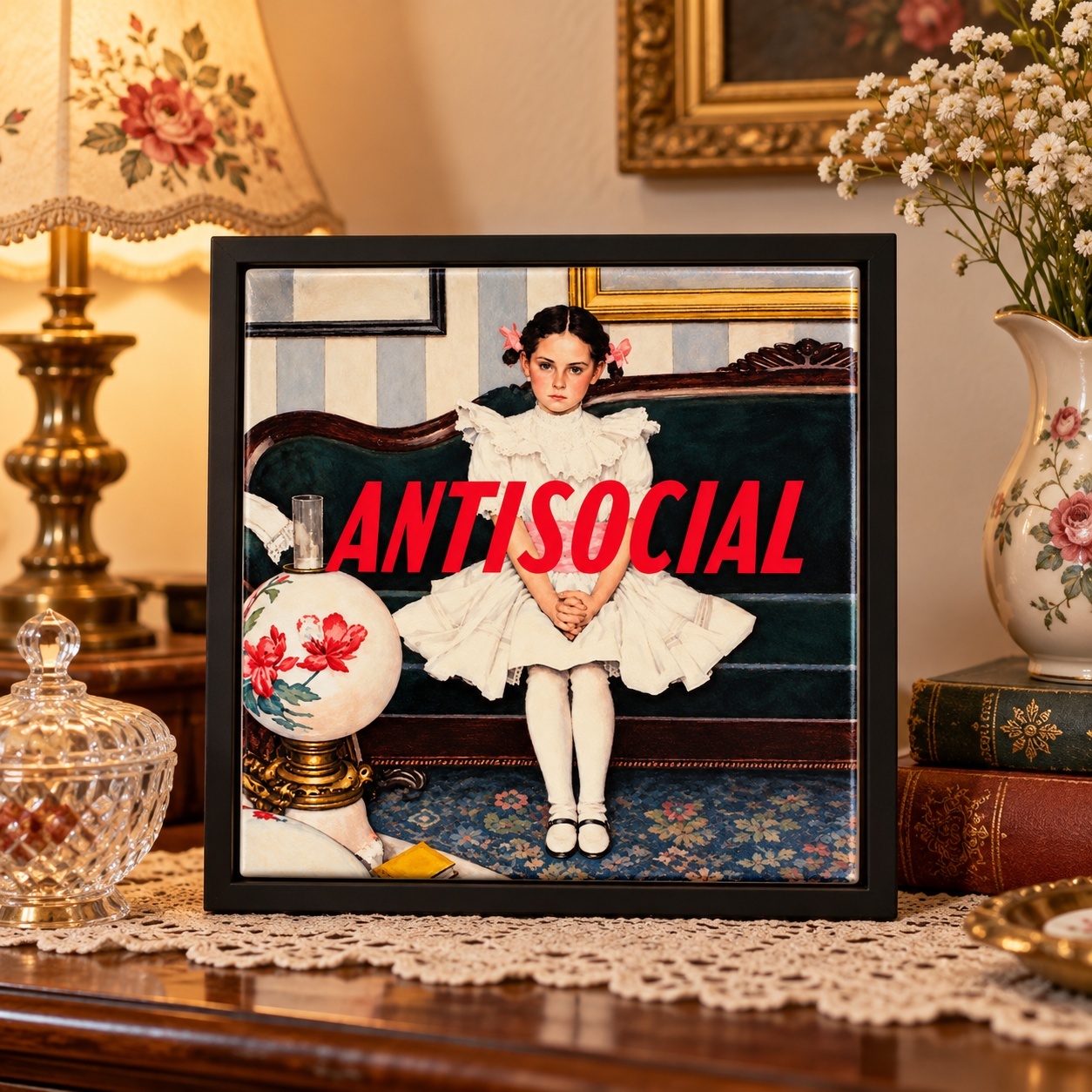 Quadro Decorativo Antisocial - 33x33 Cm