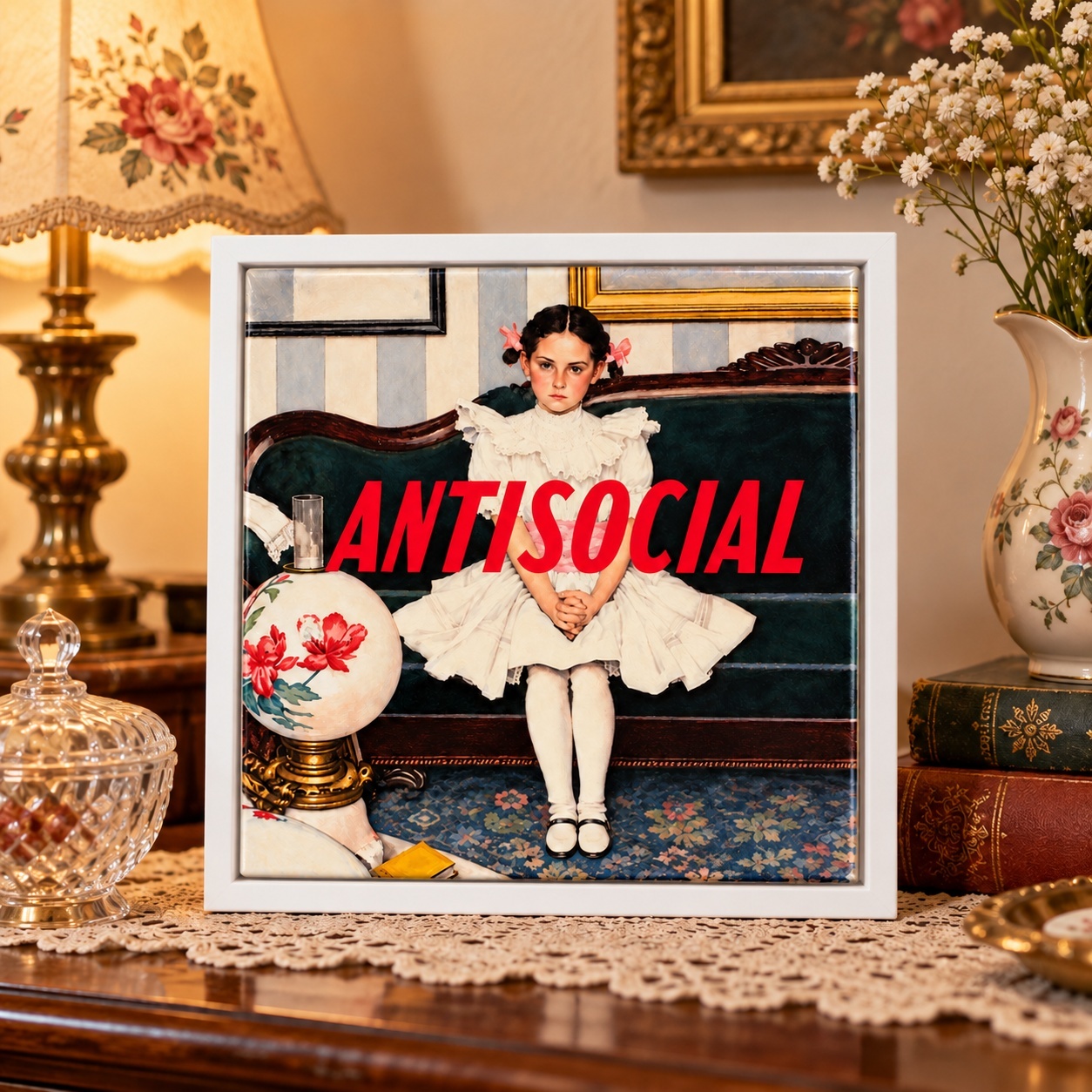 Quadro Decorativo Antisocial - 33x33 Cm