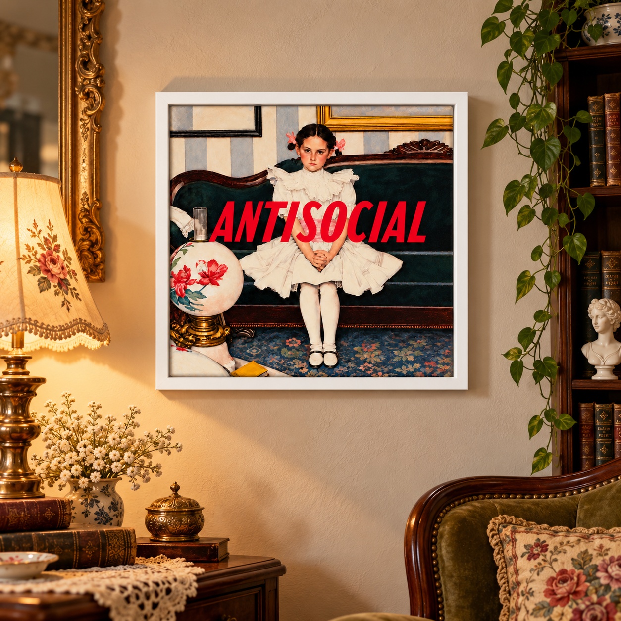 Quadro Decorativo Antisocial - 33x33 Cm