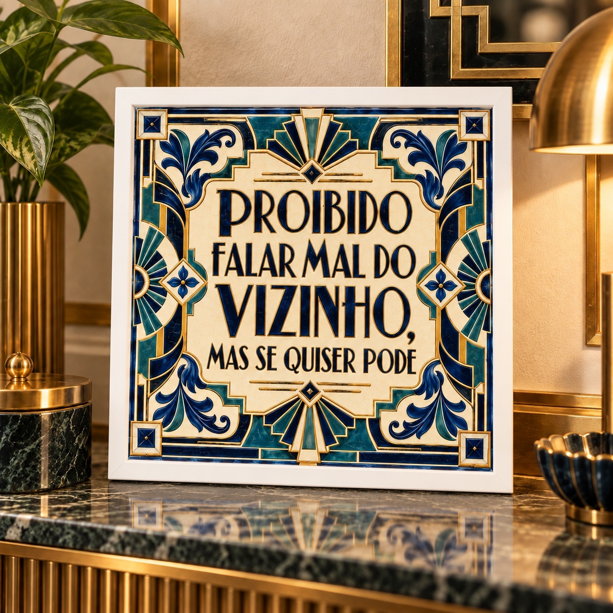 Quadro Decorativo Frase Vizinho - 33x33 Cm