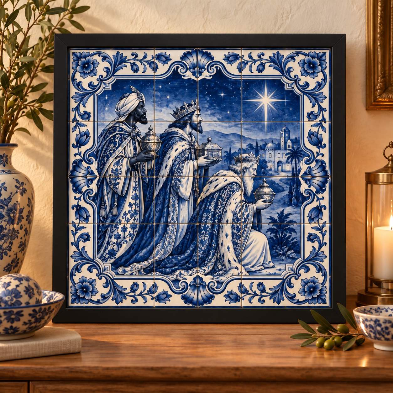 Quadro Decorativo Reis Magos - 33x33 Cm
