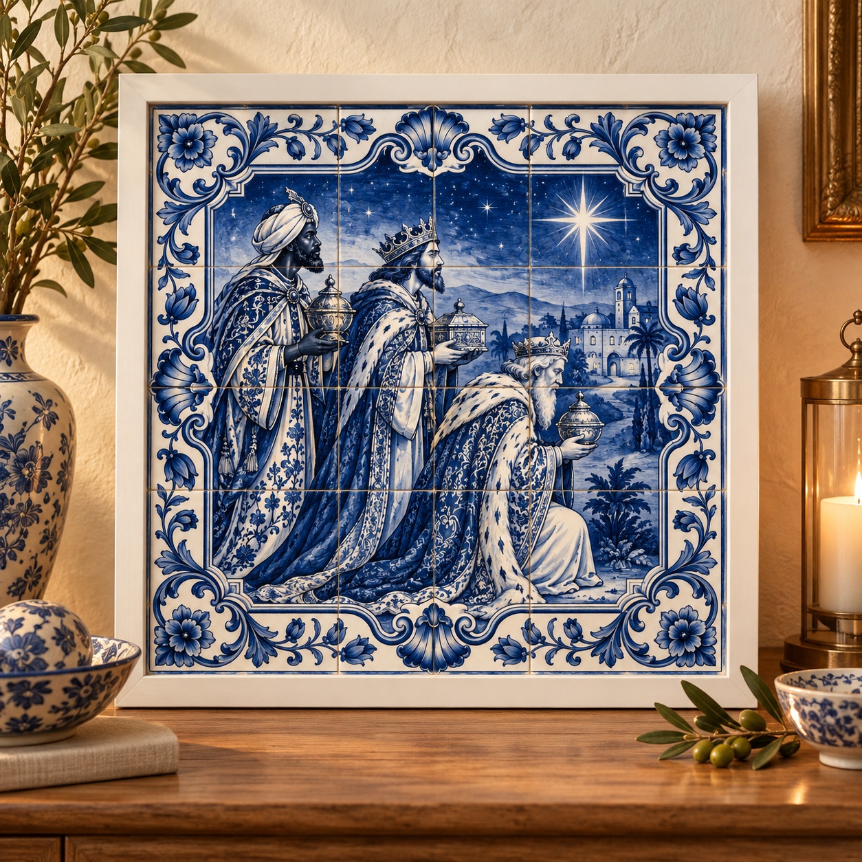 Quadro Decorativo Reis Magos - 33x33 Cm