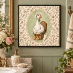 Quadro Divertido de Banheiro Pato Vintage - 33x33 Cm