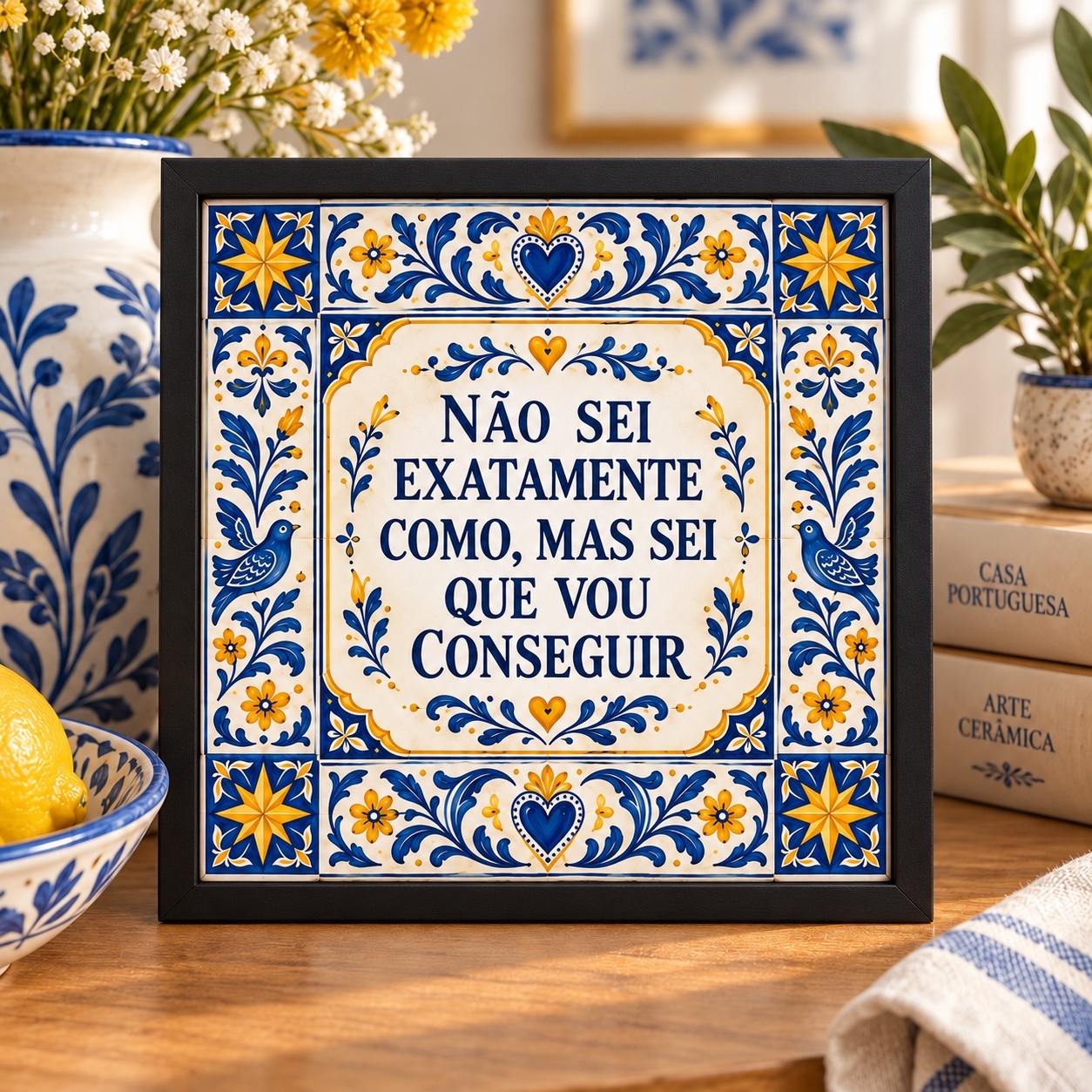 Quadro Frase Eu Vou Conseguir - 33x33 Cm