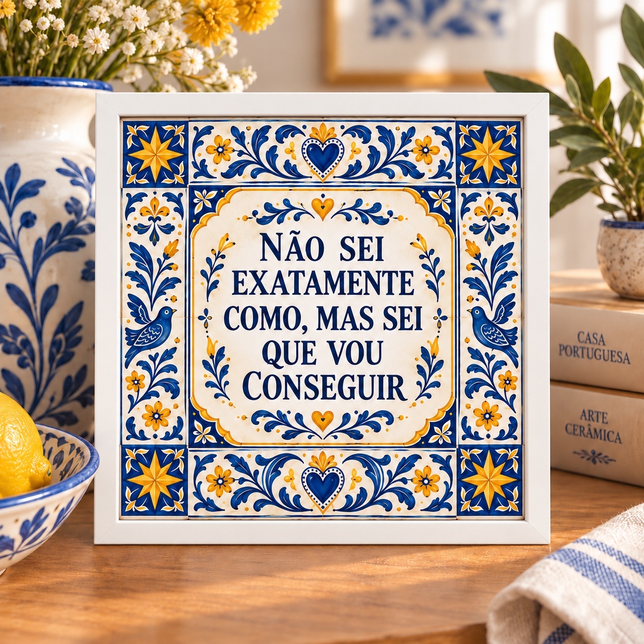 Quadro Frase Eu Vou Conseguir - 33x33 Cm