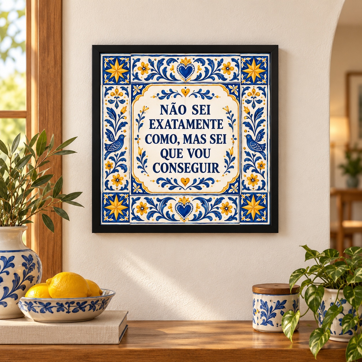Quadro Frase Eu Vou Conseguir - 33x33 Cm