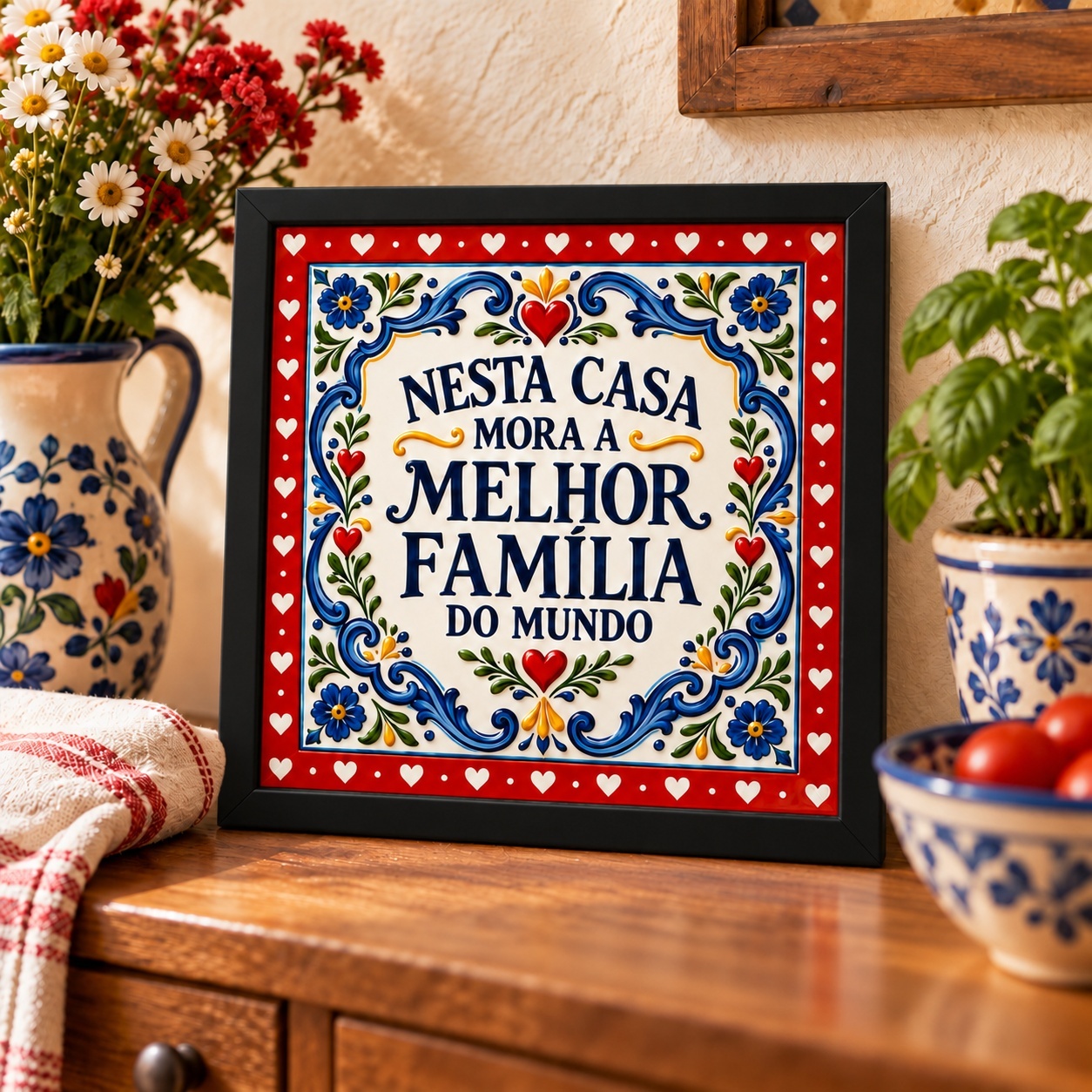 Quadro Melhor Família Do Mundo - 33x33 Cm