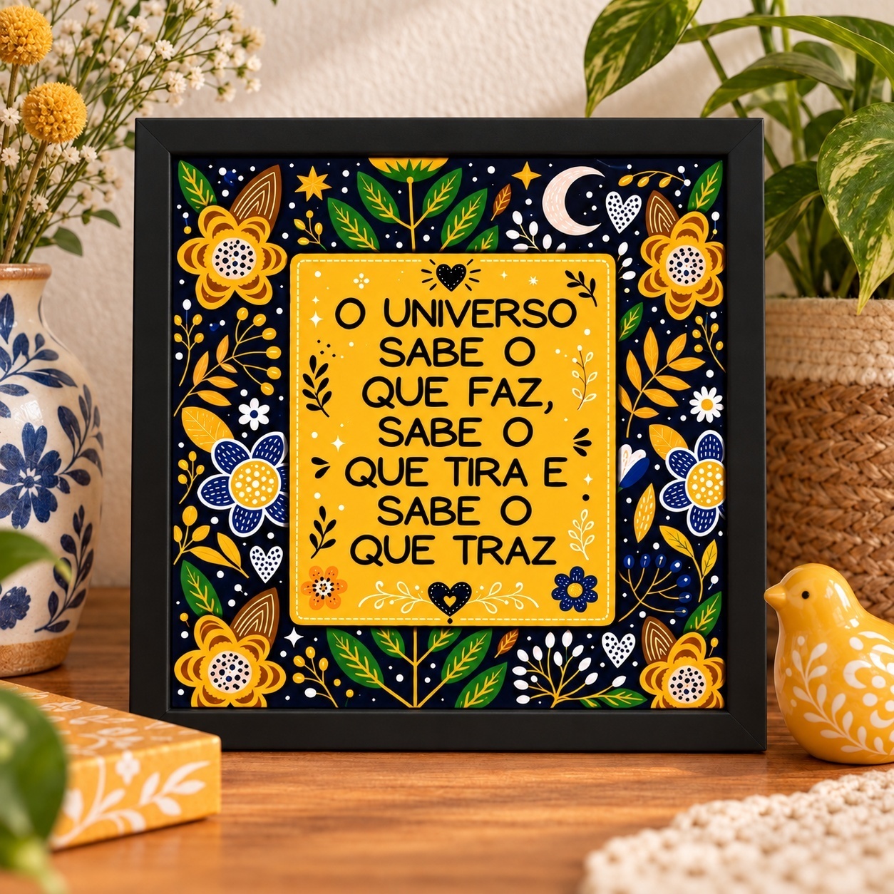 Quadro O universo Sabe O Que Faz - 33x33 Cm