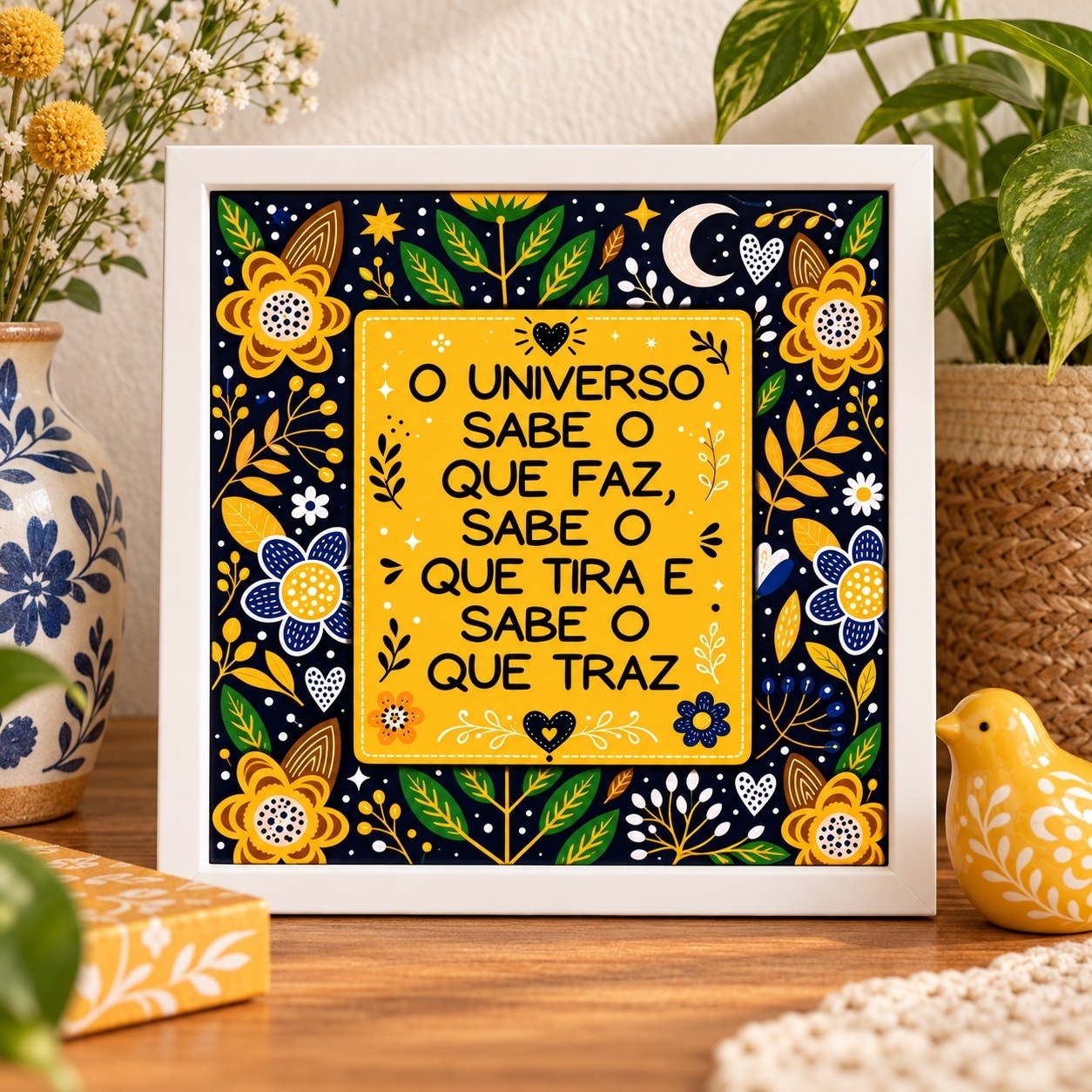 Quadro O universo Sabe O Que Faz - 33x33 Cm