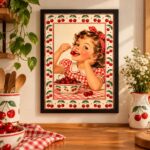Quadro Para Cozinha Estilo Retrô Cerejinhas